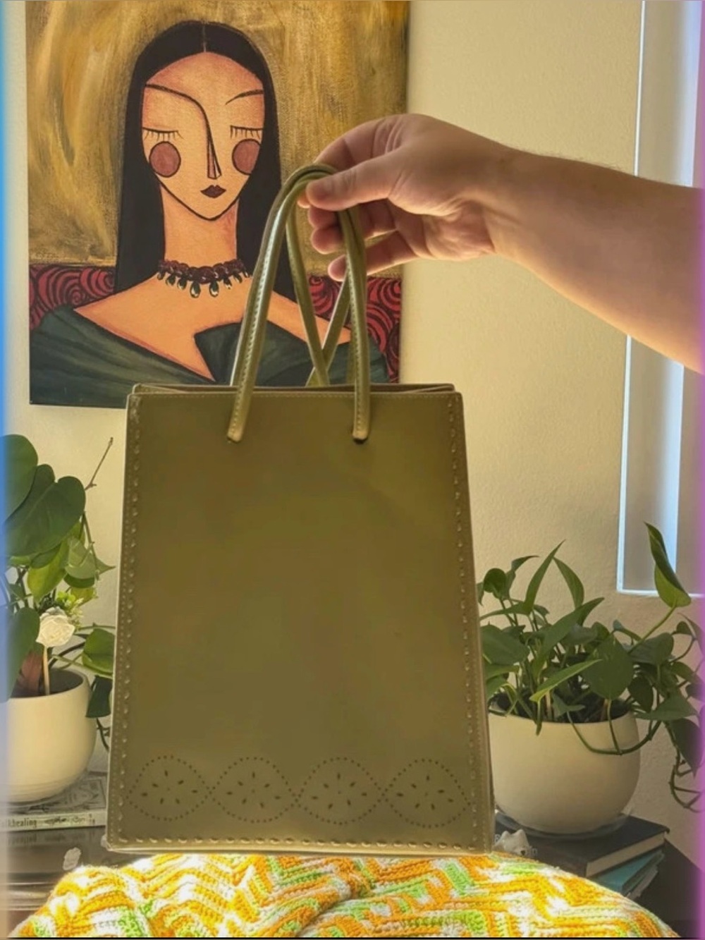 Vintage Olive Green Tote Bag - Picture 2 of 13